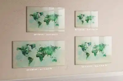 Beschreibbare Magnettafel mit Aquarell-Weltkarte