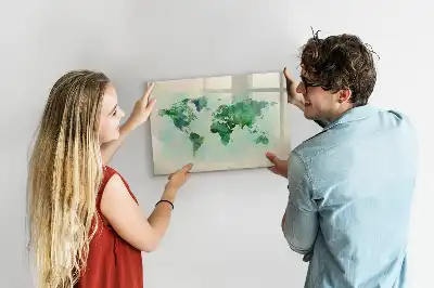 Beschreibbare Magnettafel mit Aquarell-Weltkarte