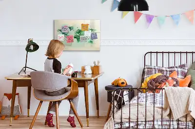Beschreibbare Magnettafel mit Aquarell-Weltkarte