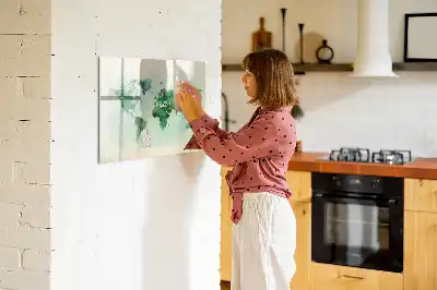 Beschreibbare Magnettafel mit Aquarell-Weltkarte