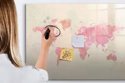 Schreib-Magnettafel mit Aquarell-Weltkarte-Motiv