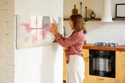 Schreib-Magnettafel mit Aquarell-Weltkarte-Motiv