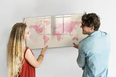 Schreib-Magnettafel mit Aquarell-Weltkarte-Motiv