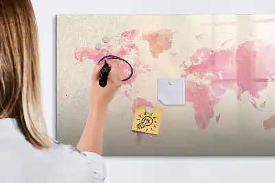 Schreib-Magnettafel mit Aquarell-Weltkarte-Motiv