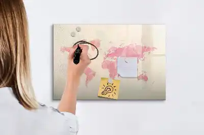 Schreib-Magnettafel mit Aquarell-Weltkarte-Motiv