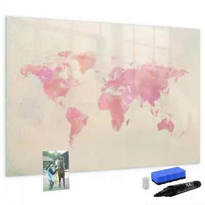 Schreib-Magnettafel mit Aquarell-Weltkarte-Motiv