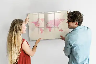 Schreib-Magnettafel mit Aquarell-Weltkarte-Motiv
