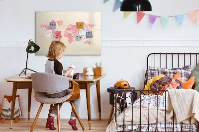 Schreib-Magnettafel mit Aquarell-Weltkarte-Motiv