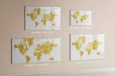 Beschreibbare Magnettafel in Form einer goldenen Weltkarte