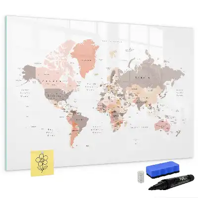 Schreib-Magnettafel mit detaillierter Weltkarte