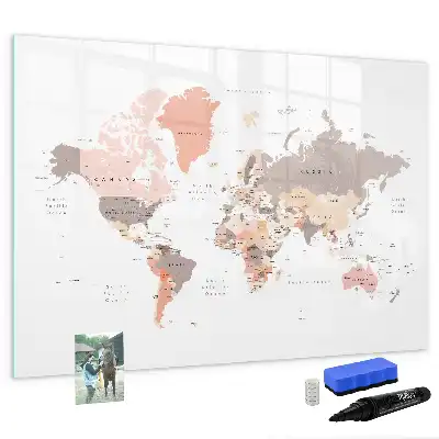 Schreib-Magnettafel mit detaillierter Weltkarte