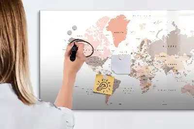 Schreib-Magnettafel mit detaillierter Weltkarte