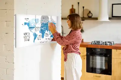 Schreib-Magnettafel in Form einer blauen Weltkarte