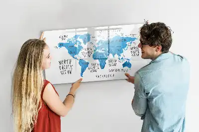 Schreib-Magnettafel in Form einer blauen Weltkarte