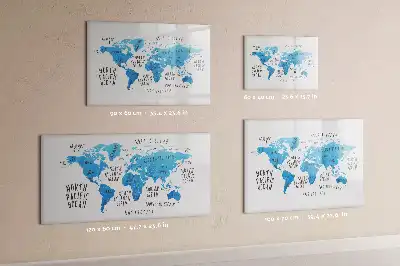 Schreib-Magnettafel in Form einer blauen Weltkarte