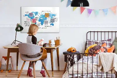 Schreib-Magnettafel in Form einer blauen Weltkarte