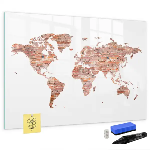 Schreib-Magnettafel mit Motiv alte Karte auf Ziegeln