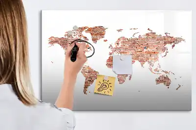 Schreib-Magnettafel mit Motiv alte Karte auf Ziegeln