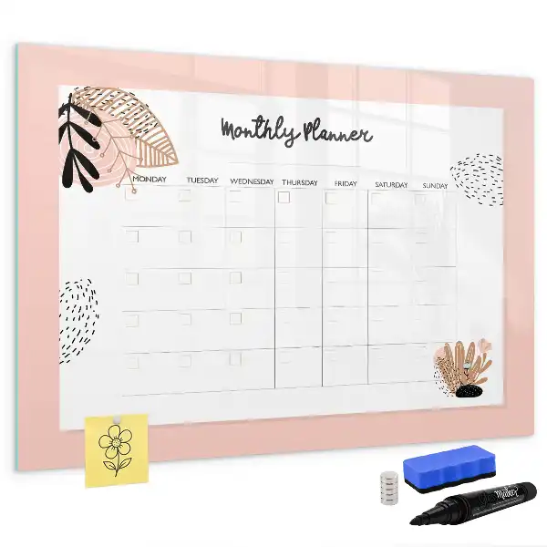Magnetische Schreibtafel mit Blumenmuster als Planer