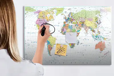 Schreibbare Magnettafel in Form einer Weltkarte