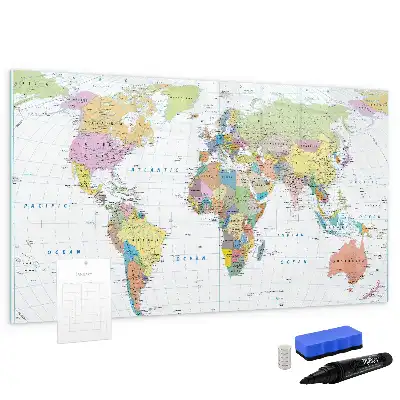 Schreibbare Magnettafel in Form einer Weltkarte