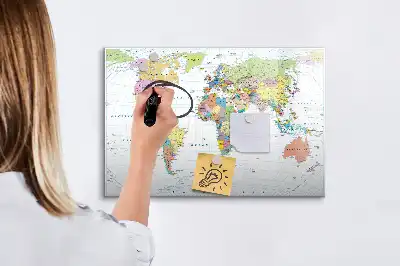 Schreibbare Magnettafel in Form einer Weltkarte