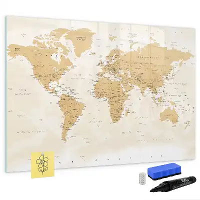Politische Weltkarte als beschreibbare Magnettafel