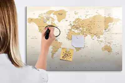 Politische Weltkarte als beschreibbare Magnettafel