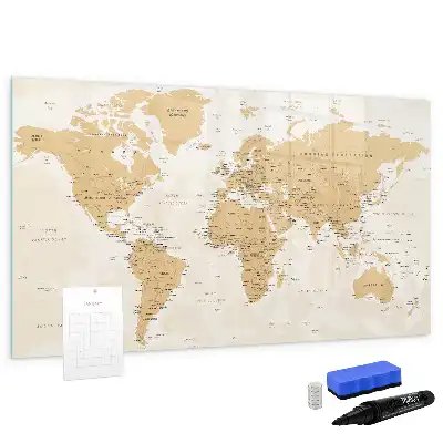 Politische Weltkarte als beschreibbare Magnettafel