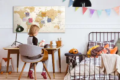 Politische Weltkarte als beschreibbare Magnettafel