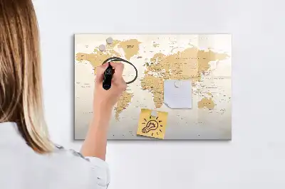 Politische Weltkarte als beschreibbare Magnettafel
