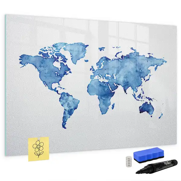 Schreib-Magnettafel mit Aquarell-Weltkarte