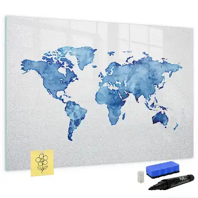 Schreib-Magnettafel mit Aquarell-Weltkarte