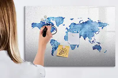 Schreib-Magnettafel mit Aquarell-Weltkarte