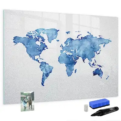 Schreib-Magnettafel mit Aquarell-Weltkarte