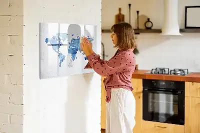 Schreib-Magnettafel mit Aquarell-Weltkarte
