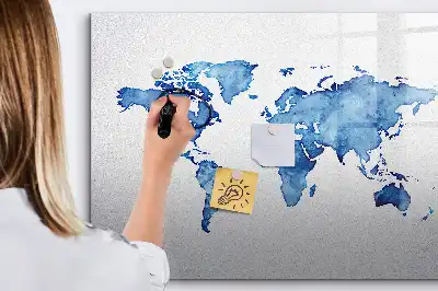 Schreib-Magnettafel mit Aquarell-Weltkarte