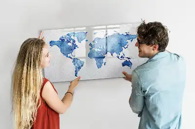 Schreib-Magnettafel mit Aquarell-Weltkarte