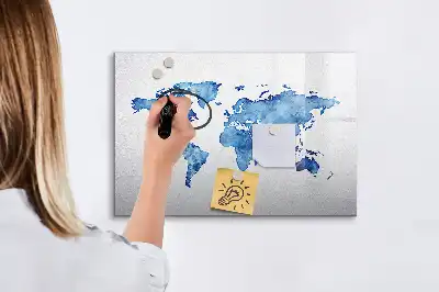 Schreib-Magnettafel mit Aquarell-Weltkarte