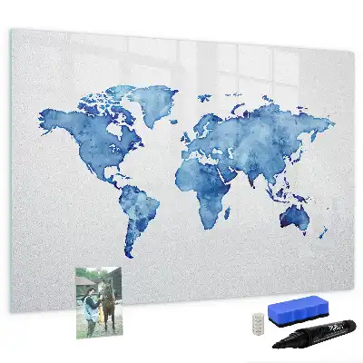 Schreib-Magnettafel mit Aquarell-Weltkarte