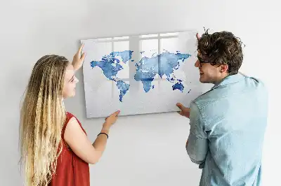 Schreib-Magnettafel mit Aquarell-Weltkarte