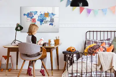 Schreib-Magnettafel mit Aquarell-Weltkarte