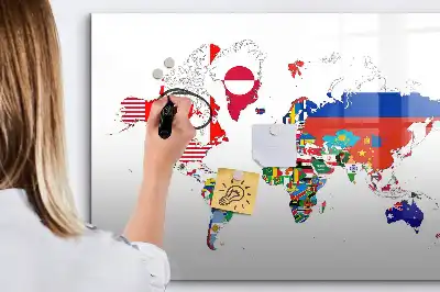 Beschreibbare Magnettafel mit Nationalflaggen-Karte