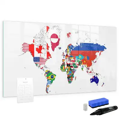 Beschreibbare Magnettafel mit Nationalflaggen-Karte