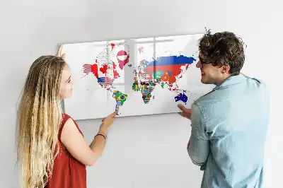 Beschreibbare Magnettafel mit Nationalflaggen-Karte