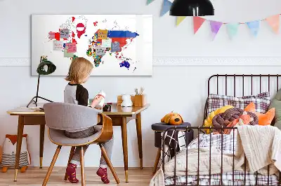 Beschreibbare Magnettafel mit Nationalflaggen-Karte
