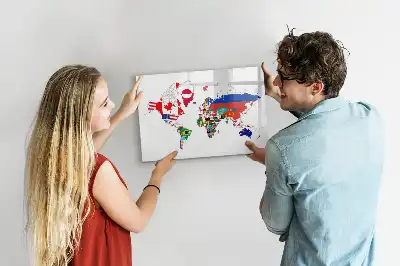 Beschreibbare Magnettafel mit Nationalflaggen-Karte