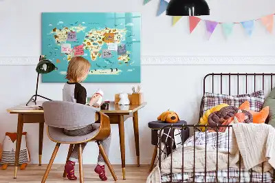 Beschreibbare Magnettafel mit Motiv Tierweltkarte
