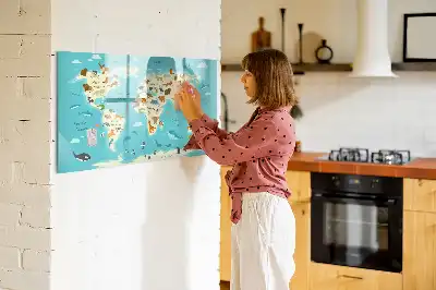 Beschreibbare Magnettafel mit Motiv Tierweltkarte