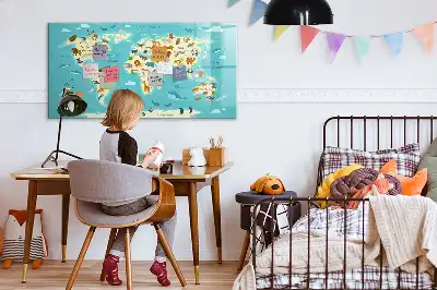 Beschreibbare Magnettafel mit Motiv Tierweltkarte